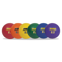 Champion Sports Rhino Playground Ball Set, 8 1/2" Diameter, Rubber, Assorted, 6 Balls/Set