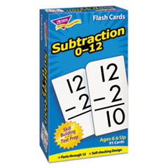 TREND® Skill Drill Flash Cards, Subtraction, 3 x 6, Black and White, 91/Pack