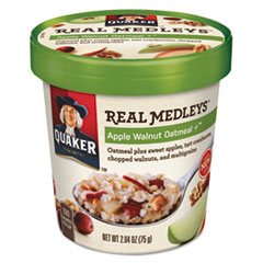Quaker® Real Medleys Oatmeal, Apple Walnut Oatmeal+, 2.64oz Cup, 12/Carton