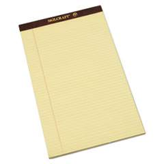 7530012096526, SKILCRAFT Legal Pads, Wide/Legal Rule, Brown Leatherette Headband, 50 Canary-Yellow 8.5 x 14 Sheets, Dozen