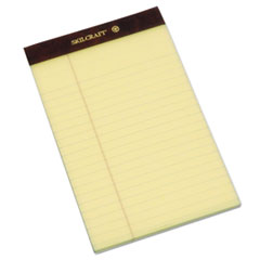 7530013566726, SKILCRAFT Legal Pads, Wide/Legal Rule, Brown Leatherette Headband, 50 Canary-Yellow 5 x 8 Sheets, Dozen
