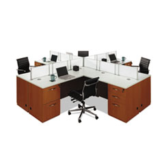 DMi® Furniture Causeway Series Quad Workstation, 144w x 144d x 41h, Honey Maple/White