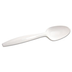 Dixie® Mediumweight Polypropylene Cutlery, Teaspoon, White, 1,000/Carton