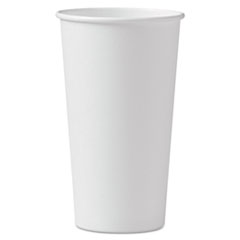 SOLO® Single-Sided Poly Paper Hot Cups, 20 oz, White, 600/Carton