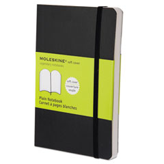Moleskine® Classic Softcover Notebook, Plain, 5 1/2 x 3 1/2, Black Cover, 192 Sheets
