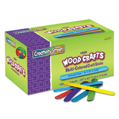 Creativity Street® Colored Wood Craft Sticks, 4.5" x 0.38", Assorted, 1,000/Box