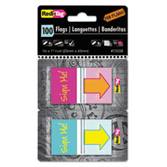 Redi-Tag® Pop-Up Fab Page Flags w/Dispenser, "Sign Me!", Red/Orange, Teal/Yellow, 100/Pack