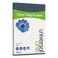 Universal® Deluxe Color Copy and Laser Paper, 98 Bright, 28 lb Bond Weight, 11 x 17, White, 500/Ream