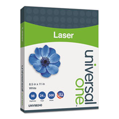 Universal® Deluxe Laser Paper, 98 Bright, 24 lb Bond Weight, 8.5 x 11, White, 500/Ream