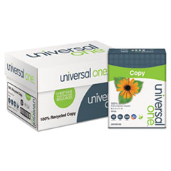 Universal® 100% Recycled Copy Paper, 92 Bright, 20 lb Bond Weight, 8.5 x 11, White, 500 Sheets/Ream, 10 Reams/Carton