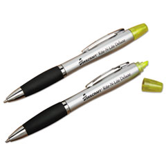 7520016206416, SKILCRAFT Rite-N-Lite Deluxe, Fluorescent Yellow/Black Ink, Chisel/Conical Tips, Silver/Black Barrel, Dozen