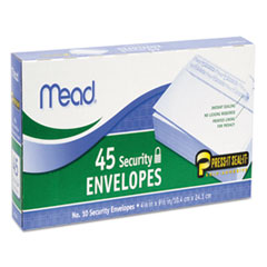 Mead® Press-it Seal-it Self-Adhesive Security Envelope, #10, Monarch Flap, Self-Adhesive Closure, 4.25x9.13, White, 45/Pk, 12 Pk/Bx
