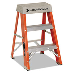 Louisville® Fiberglass Heavy Duty Step Ladder, 28 3/8", 2-Step, Orange