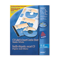 Avery® CD/DVD Label and Insert Combo Sheets, Matte White, 20 Labels and 20 Inserts