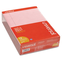 Universal® Colored Perforated Note Pads, 8 1/2 x 11, Pink, 50 Sheet, Dozen