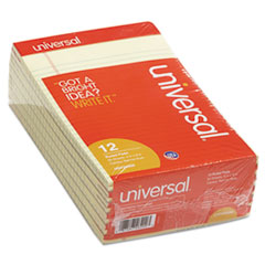 Universal® Perforated Edge Writing Pad, Narrow Rule, 5 x 8, Canary, 50 Sheet, Dozen