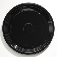 WNA Caterline Casuals Thermoformed Platters, 16" Diameter, Black, Plastic, 25/Carton