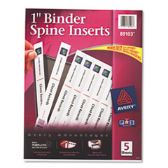 Avery® Binder Spine Inserts, 1" Spine Width, 8 Inserts/Sheet, 5 Sheets/Pack