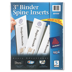 Avery® Binder Spine Inserts, 3" Spine Width, 3 Inserts/Sheet, 5 Sheets/Pack