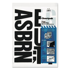 Chartpak® Press-On Vinyl Uppercase Letters, Self Adhesive, Black, 4"h, 58/Pack