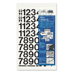 Chartpak® Press-On Vinyl Numbers, Self Adhesive, Black, 1"h, 44/Pack