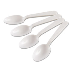 GEN Heavyweight Cutlery, Teaspoons, Polypropylene, White, 1000/Carton