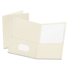 Oxford™ Twin-Pocket Folder, Embossed Leather Grain Paper, 0.5" Capacity, 11 x 8.5, White, 25/Box