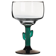 Libbey Cactus Margarita Glasses, 12oz, 6 1/8" Tall, Juniper/Clear, 12/Carton