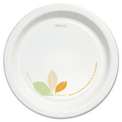 Dart® Bare Clay-Coated Paper Dinnerware, Plate, 8.5", Green/Tan, 125/Pack, 2 Packs