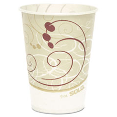 SOLO® Symphony Design Wax-Coated Paper Cold Cups,  9 oz, Beige/White, 100/Sleeve, 20 Sleeves/Carton