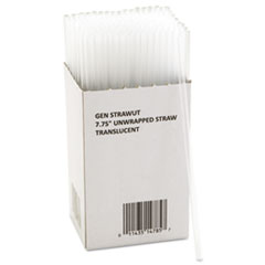 GEN Unwrapped Jumbo Straws, 7.75", Plastic, Translucent, 225/Pack, 50 Packs/Carton