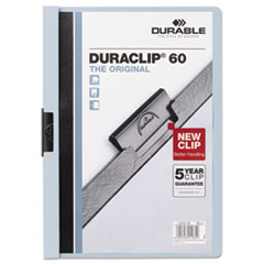 Durable® Vinyl DuraClip Report Cover w/Clip, Letter, Hold 60 Pages, Clear/Lt Blue