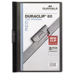 Durable® Vinyl DuraClip Report Cover w/Clip, Letter, Holds 60 Pages, Clear/Black