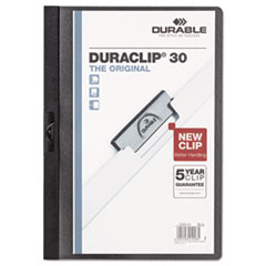 Durable® Vinyl DuraClip Report Cover w/Clip, Letter, Holds 30 Pages, Clear/Black