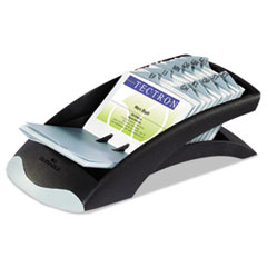 Durable® VISIFIX Desk Business Card File, Holds 200 2.88 x 4.13 Cards, 5 x 9.31 x 3.56, Plastic, Graphite/Black