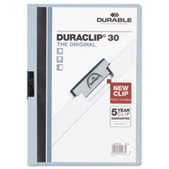 Durable® Vinyl DuraClip Report Cover w/Clip, Letter, Hold 30 Pages, Clear/Lt Blue