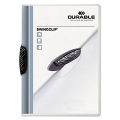 Durable® Swingclip Clear Report Cover, Swing Clip, 8.5 x 11, Black Clip, 25/Box