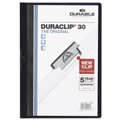 Durable® Vinyl DuraClip Report Cover w/Clip, Letter, Holds 30 Pages, Clear/Navy