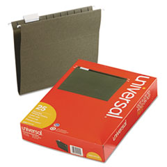 Universal® Hanging File Folders, 1/5 Tab, 11 Point Stock, Letter, Standard Green, 25/Box