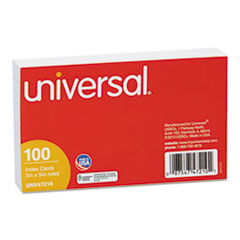 Universal® Ruled Index Cards, 3 x 5, White, 100/Pack