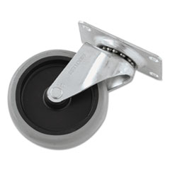 Rubbermaid® Commercial Non-Marking Plate Casters, Swivel Mount Plate, 4" Wheel, Black/Gray/Silver