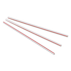 Dixie® Unwrapped Hollow Stir-Straws, 5.5", Plastic, White/Red, 1,000/Box, 10 Boxes/Carton