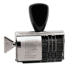 Trodat® Rubber 11-Message Dial-A-Phrase Date Stamp, Conventional, 2" x 0.38"