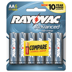 Rayovac® Alkaline High Energy Batteries, AA, 6/Pk