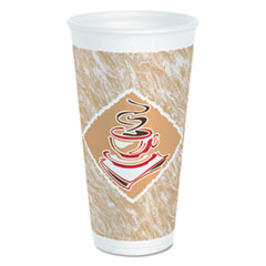 Dart® Cafe G Foam Hot/Cold Cups, 20 oz, Brown/Red/White, 20/Pack