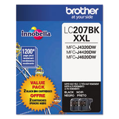 Brother LC2072PKS Innobella™ Super High-Yield Ink, 1,200 Page-Yield, Black, 2/Pack