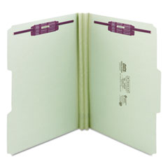 Recycled Pressboard Fastener Folders, 1/3-Cut Tabs, Two SafeSHIELD Fasteners, 2" Expansion, Letter Size, Gray-Green, 25/Box