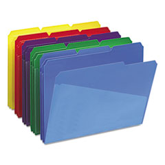 Poly Colored File Folders With Slash Pocket, 1/3-Cut Tabs: Assorted, Letter Size, 0.75" Expansion, Assorted Colors, 30/Box