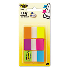 Post-it® Flags Page Flags in Portable Dispenser, Assorted Brights, 60 Flags/Pack
