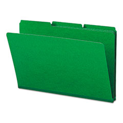 Smead™ Expanding Recycled Heavy Pressboard Folders, 1/3-Cut Tabs: Assorted, Legal Size, 1" Expansion, Green, 25/Box